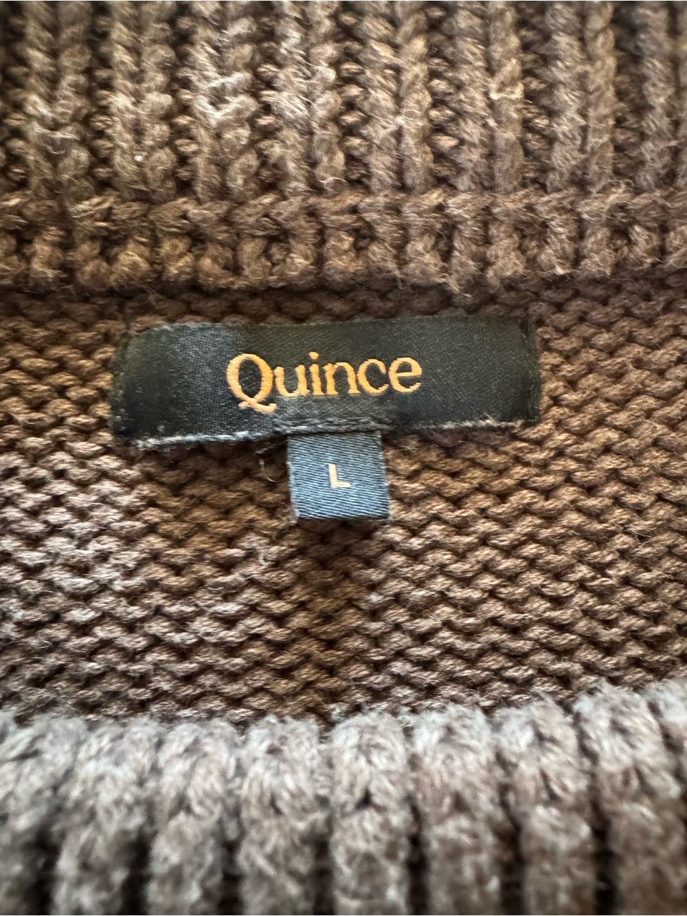 Quince 100% organic cotton brown stripe long sleeve crewneck sweater women’s L - Picture 3 of 4